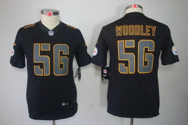 Youth NEW Pittsburgh Steelers 56 LaMarr Woodley Black Jerseys(Impact Limited)