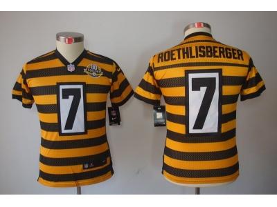 Youth NEW Pittsburgh Steelers 7 Ben Roethlisberger Yellow-Black 80th Throwback Jerseys