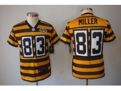 Youth NEW Pittsburgh Steelers 83 Heath Miller Yellow-Black 80th Throwback Jerseys