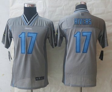 Youth NEW San Diego Charger #17 Philip Rivers Grey Vapor Elite Jerseys