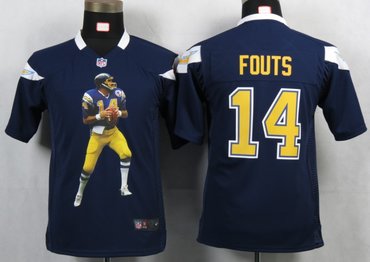 Youth NEW San Diego Charger 14 Fouts Blue Portrait Fashion Game Jerseys
