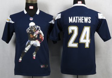 Youth NEW San Diego Charger 24 Mathews Blue Portrait Fashion Game Jerseys