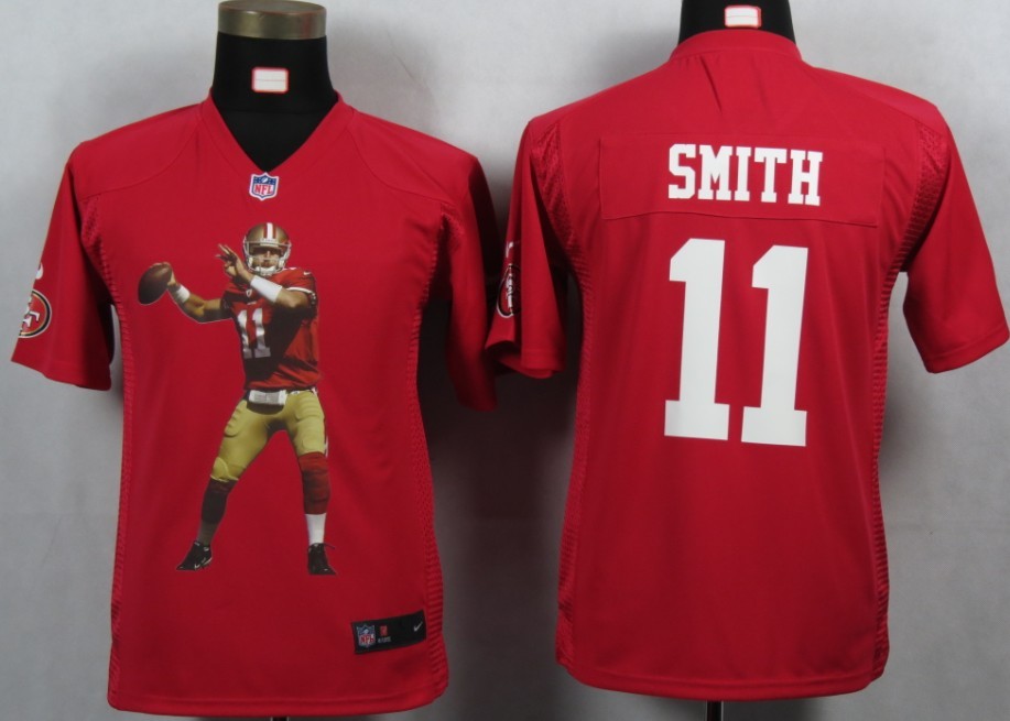 NFL Youth NEW San Francisco 49ers 11 Smith Red Portrait Fashion Game Jerseys