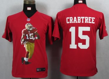 NFL Youth NEW San Francisco 49ers 15 Crabtree Red Portrait Fashion Game Jerseys