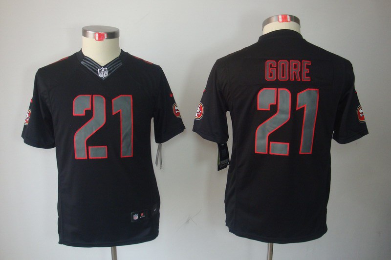 Youth NEW San Francisco 49ers 21 Frank Gore Black Jerseys(Impact Limited)