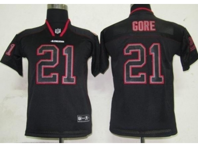 Youth NEW San Francisco 49ers 21 Frank Gore Black Jerseys(Lights out)