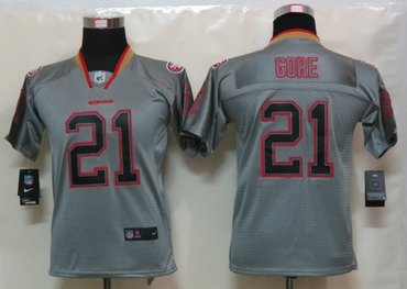 Youth NEW San Francisco 49ers 21 Frank Gore Lights Out Grey Elite Jerseys