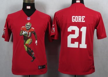 NFL Youth NEW San Francisco 49ers 21 Gore Red Portrait Fashion Game Jerseys