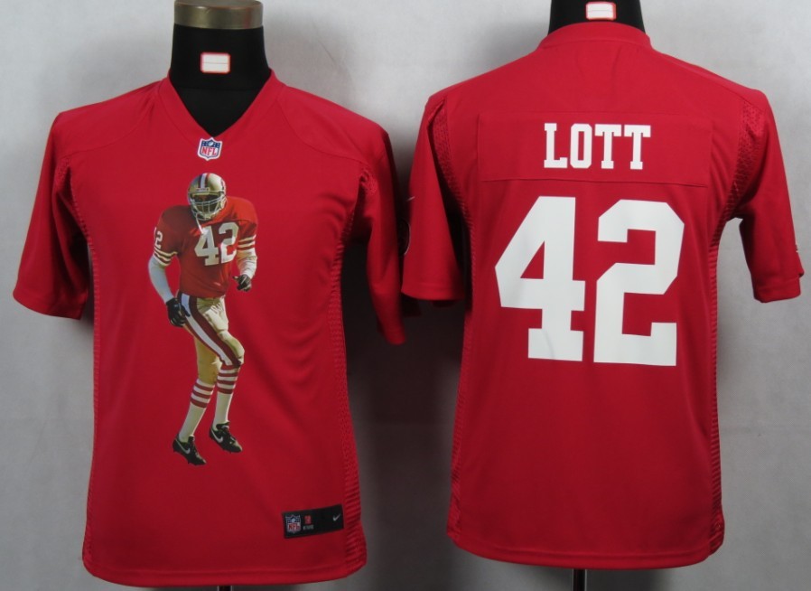 NFL Youth NEW San Francisco 49ers 42 Lott Red Portrait Fashion Game Jerseys