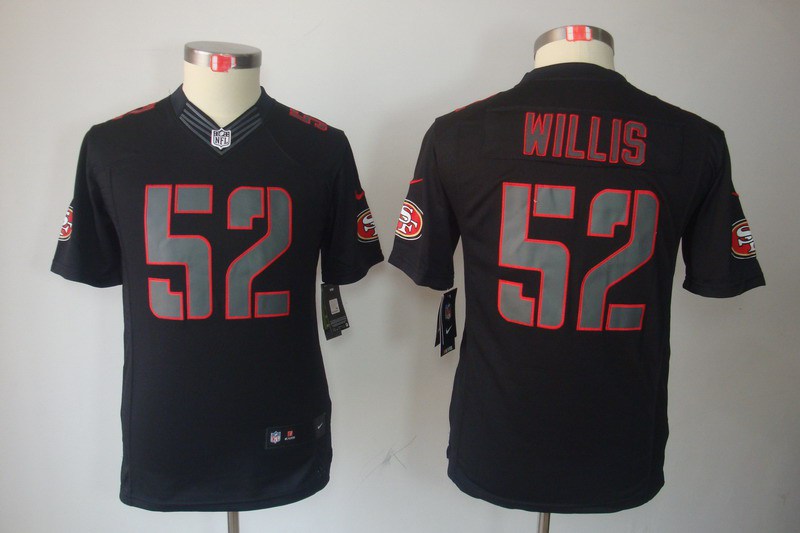 Youth NEW San Francisco 49ers 52 Patrick Willis Black Jerseys(Impact Limited)