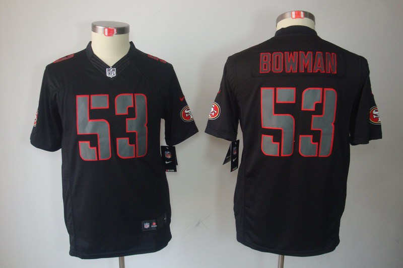 Youth NEW San Francisco 49ers 53# Navorro Bowman Black Jerseys(Impact Limited)