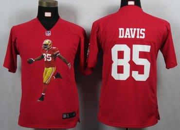 NFL Youth NEW San Francisco 49ers 85 Davis Red Portrait Fashion Game Jerseys