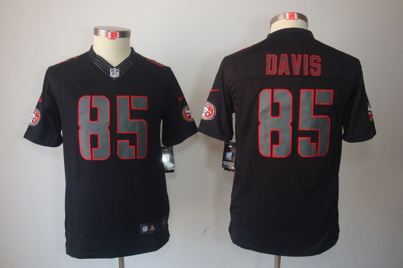 Youth NEW San Francisco 49ers 85 Vernon Davis Black Jerseys(Impact Limited)