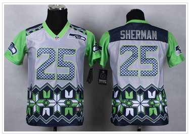 Youth NEW Seahawks #25 Richard Sherman Grey Stitched NFL Elite Noble Fashion Jersey