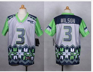 Youth NEW Seahawks #3 Russell Wilson Grey NFL Elite Noble Fashion Jersey