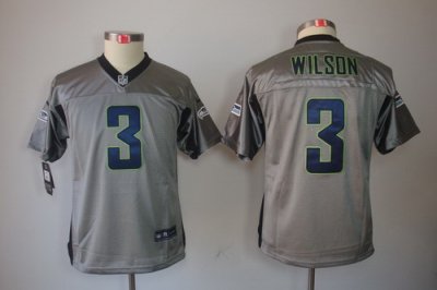 Youth NEW Seattle Seahawks #3 Russell Wilson Grey Shadow Elite Jerseys