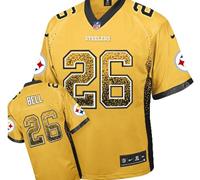 Youth NEW Steelers #26 Le'Veon Bell Gold NFL Elite Drift Fashion Jersey