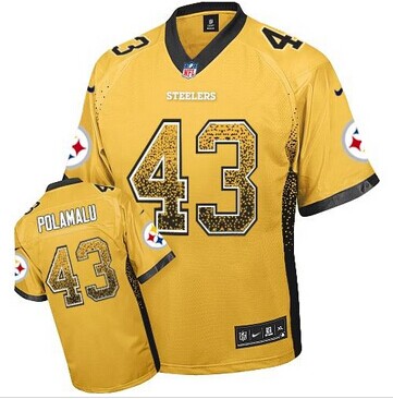 Youth NEW Steelers #43 Troy Polamalu Gold NFL Elite Drift Fashion Jersey