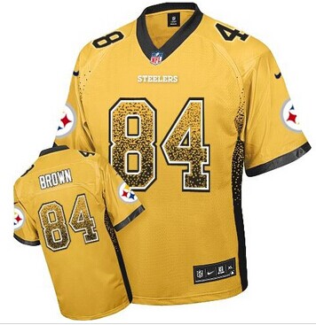 Youth NEW Steelers #84 Antonio Brown Gold NFL Elite Drift Fashion Jersey