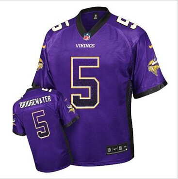 Youth NEW Vikings #5 Teddy Bridgewater Purple Team Color NFL Elite Drift Fashion Jersey