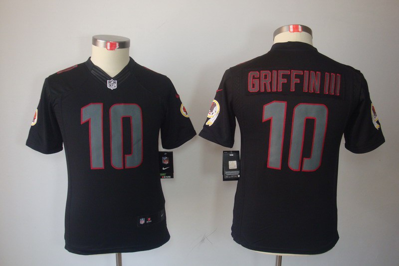 Youth NEW Washington Redskins 10# Robert Griffin III Black Jerseys(Impact Limited)