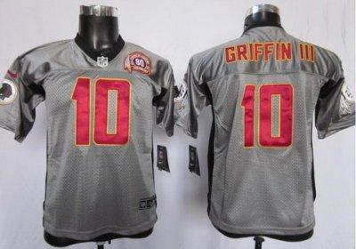 Youth NEW Washington Redskins 10# Robert Griffin III Grey Shadow NFL Jerseys W 80th Patch