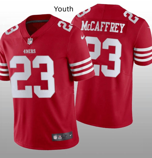 Youth NFL San Francisco 49ers #23 Christian McCaffrey Red Vapor Untouchable Limited Stitched Jersey Youth NFL San Francisco 49ers #23 Christian McCaffrey Red Vapor Untouchable Limited Stitched Jersey