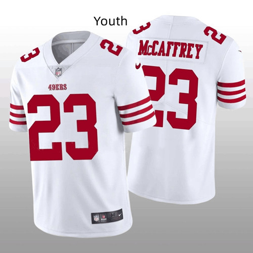 Youth NFL San Francisco 49ers #23 Christian McCaffrey White Vapor Untouchable Limited Stitched Jersey Youth NFL San Francisco 49ers #23 Christian McCaffrey White Vapor Untouchable Limited Stitched Jersey