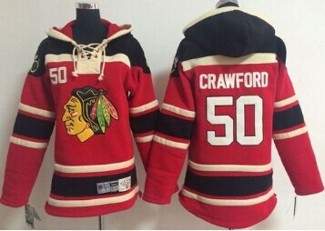 Youth NHL Blackhawks #50 Corey Crawford Red Sawyer Hooded Sweatshirt Stitched Jersey