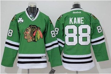 Youth NHL Blackhawks #88 Patrick Kane Stitched Green Jersey