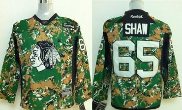 Youth NHL Chicago Blackhawks #65 Andrew Shaw Camo Veterans Day Practice Stitched Jersey