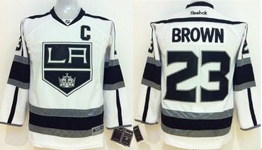 Youth NHL Los Angeles Kings #23 Dustin Brown White Road Jersey Youth NHL Los Angeles Kings #23 Dustin Brown White Road Jersey