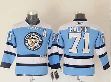 Youth NHL Penguins #71 Evgeni Malkin Blue Stitched Jersey