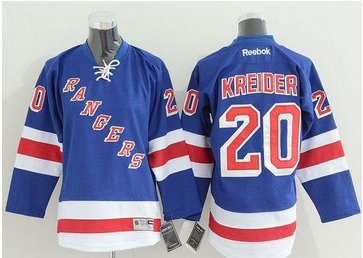 Youth NHL Rangers #20 Chris Kreider Blue Home Stitched Jersey