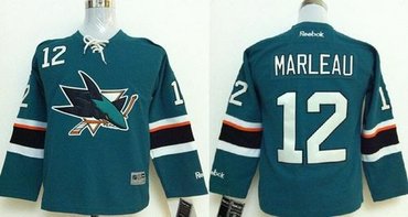 Youth NHL San Jose Sharks #12 Patrick Marleau Green Stitched NHL Jersey