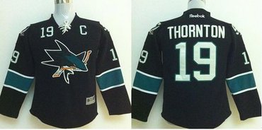 Youth NHL San Jose Sharks #19 Joe Thornton Black Jersey Youth NHL San Jose Sharks #19 Joe Thornton Black Jersey