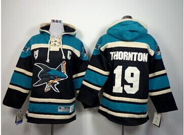 Youth NHL Sharks #19 Joe Thornton Black Sawyer Hooded Sweatshirt Jersey Youth NHL Sharks #19 Joe Thornton Black Sawyer Hooded Sweatshirt Jersey