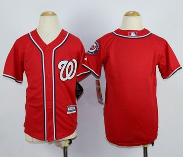 Youth Nationals Blank Red Cool Base Stitched MLB Jersey