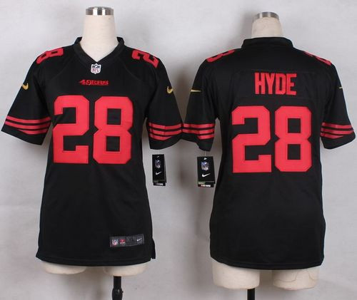 Youth New 49ers #28 Carlos Hyde Black Alternate Stitched NFL Elite Jersey