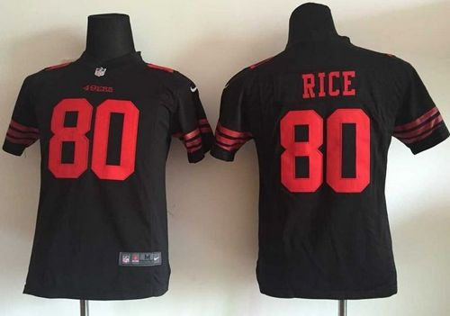Youth New 49ers #80 Jerry Rice Black Alternate Stitched NFL Elite Jersey