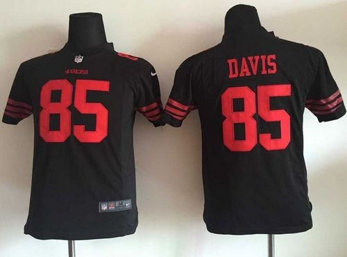 Youth New 49ers #85 Vernon Davis Black Alternate Stitched NFL Elite Jersey