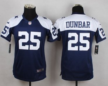 Youth New Cowboys #25 Lance Dunbar Navy Blue Thanksgiving Throwback NFL Elite Jersey