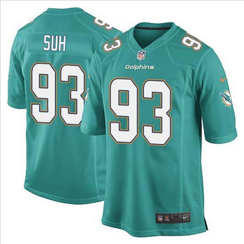 Youth New Dolphins #93 Ndamukong Suh Aqua Green Team Color Stitched NFL Elite Jersey