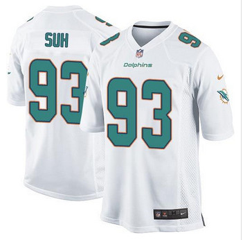Youth New Dolphins #93 Ndamukong Suh White Stitched NFL Elite Jersey