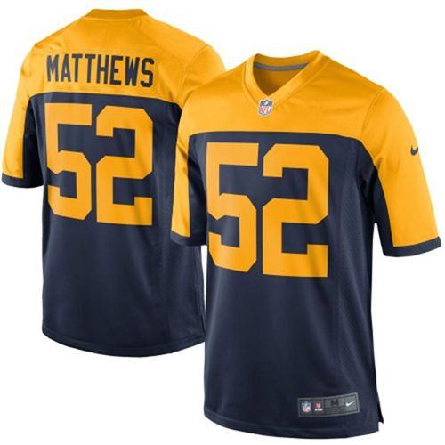 Youth New Green Bay Packers #52 Clay Matthews Navy Blue Alternate Stitched NFL New Elite Jersey