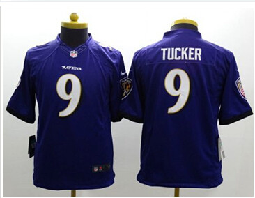 Youth New Ravens #9 Justin Tucker Purple Team Color NFL New Limited Jersey