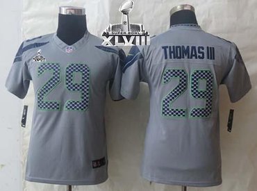 Youth New Seattle Seahawks #29 Earl Thomas III Grey Super Bowl XLVIII NFL Limited Jersey