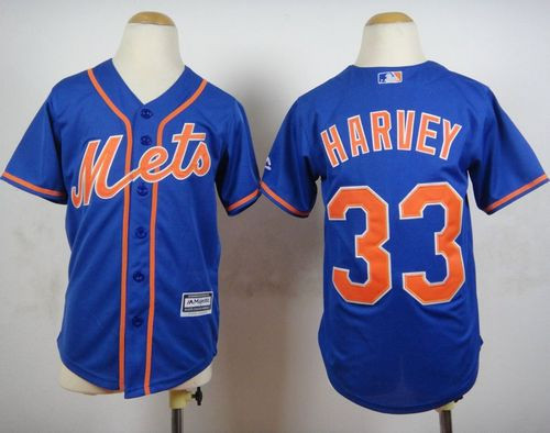 Youth New York Mets #33 Matt Harvey Blue Alternate Home Cool Stitched Baseball Jersey