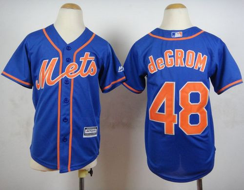 Youth New York Mets #48 Jacob DeGrom Blue Alternate Home Cool Base Stitched Baseball jersey