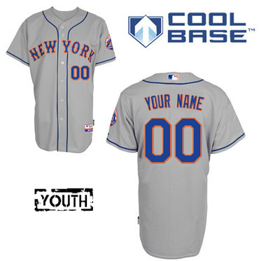 Youth New York Mets Authentic Customized Road Gray Baseball Jersey Youth New York Mets Authentic Customized Road Gray Baseball Jersey